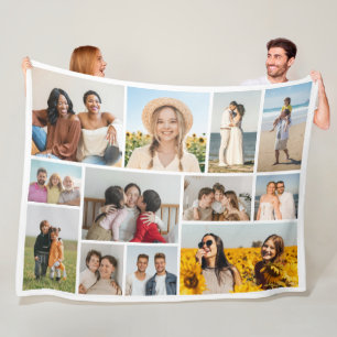 Create Your Own 12 Photo Collage Fleece Blanket