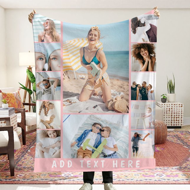Create Your Own 12 Photo Collage Fleece Blanket (Creator Uploaded)
