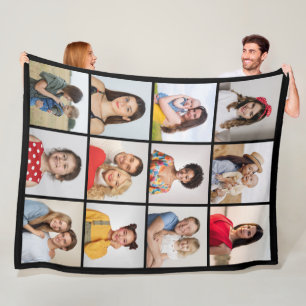 Create Your Own 12 Photo Collage Fleece Blanket