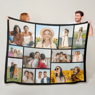 Create Your Own 12 Photo Collage Fleece Blanket