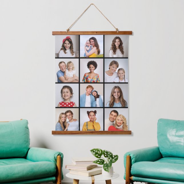 Create Your Own 12 Photo Collage Hanging Tapestry (Living Room)