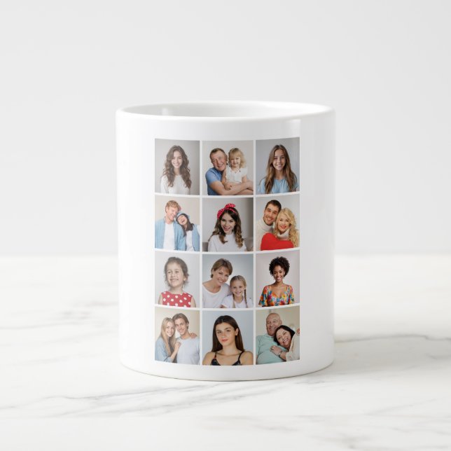 Create Your Own 12 Photo Collage Large Coffee Mug (Front)