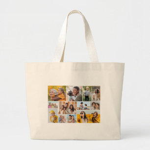 Create Your Own 12 Photo Collage  Large Tote Bag