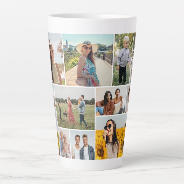 Create Your Own 12 Photo Collage  Latte Mug (Front)