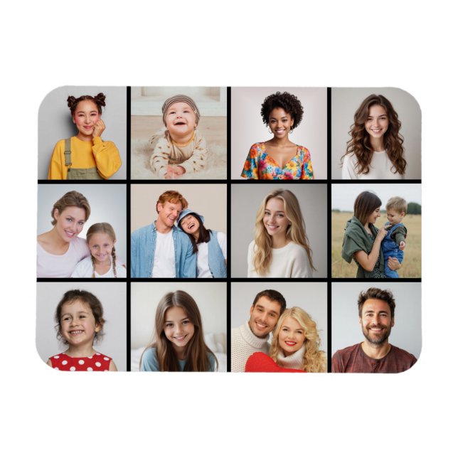 Create Your Own 12 Photo Collage Magnet (Horizontal)