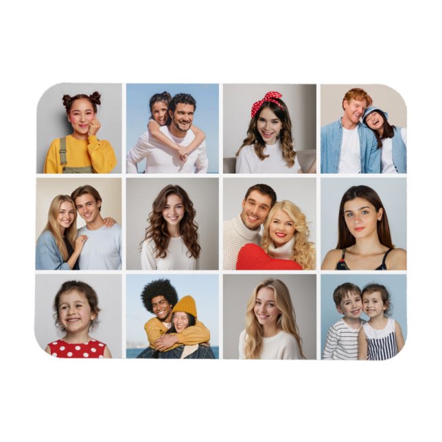 Create Your Own 12 Photo Collage Magnet (Horizontal)