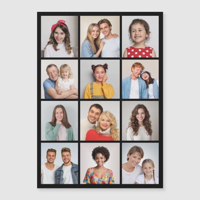 Create Your Own 12 Photo Collage Magnetic Card (Front)