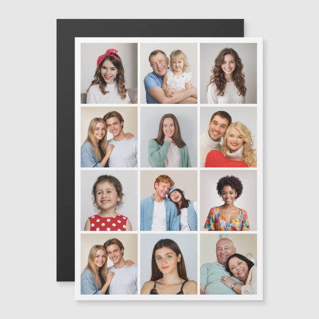 Create Your Own 12 Photo Collage Magnetic Card (Front/Back)