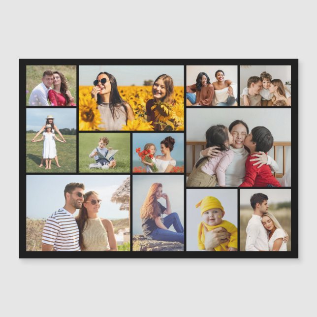 Create Your Own 12 Photo Collage Magnetic Card (Front)