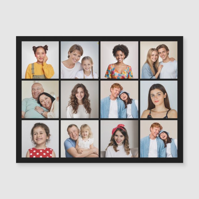 Create Your Own 12 Photo Collage Magnetic Card (Front)