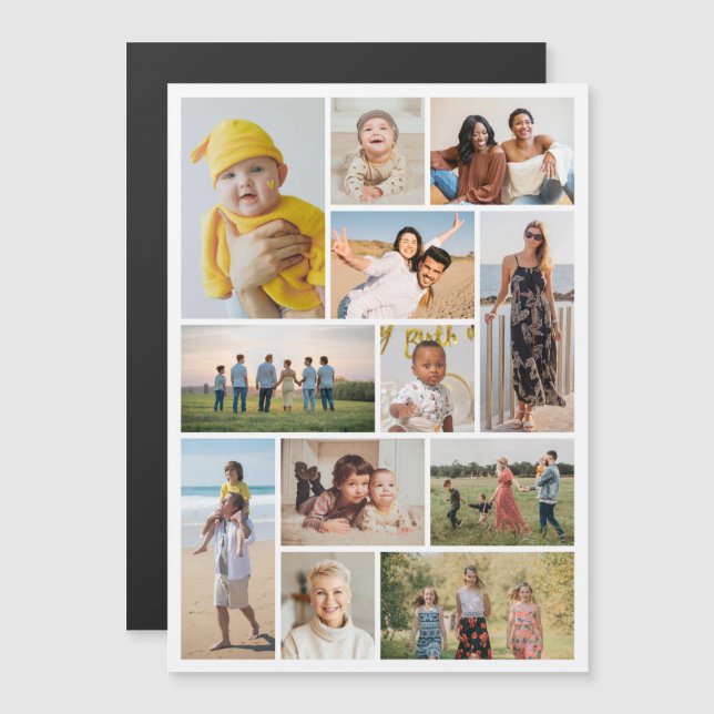 Create Your Own 12 Photo Collage Magnetic Card (Front/Back)