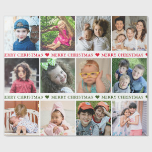 Create Your Own 12 Photo Collage Merry Christmas Wrapping Paper