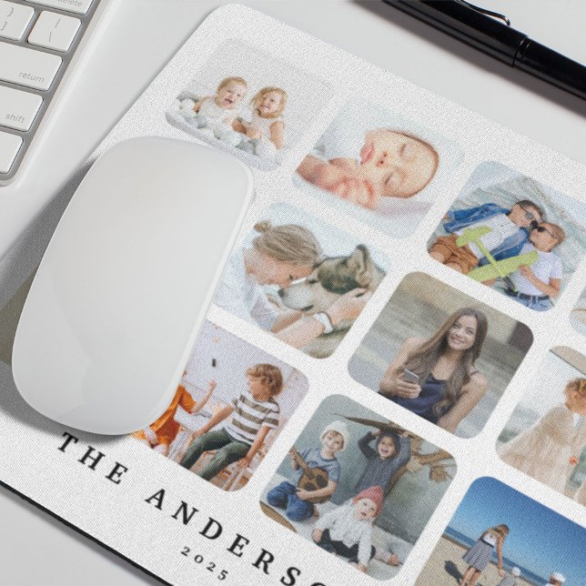 Create Your Own 12 Photo Collage Modern Mouse Mat (Creator Uploaded)