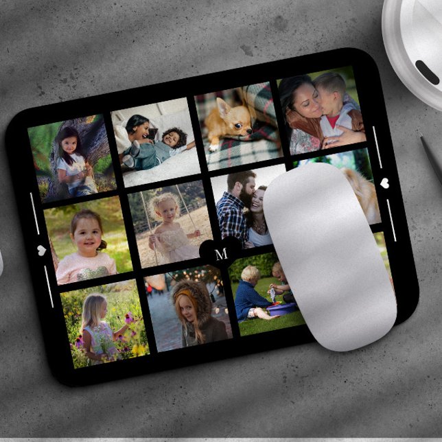Create your own 12 photo collage monogram mouse mat (Creator Uploaded)
