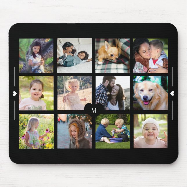 Create your own 12 photo collage monogram mouse mat (Front)
