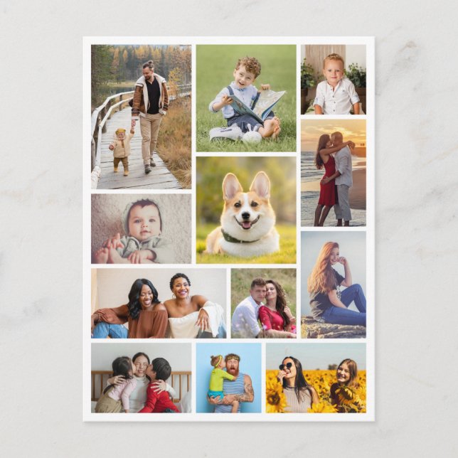 Create Your Own 12 Photo Collage Postcard (Front)