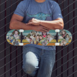 Create Your Own 12 Photo Collage - retro stripes Skateboard<br><div class="desc">A great way to display your square photos from your online account. Add 12 photos -- cropped squares work the best. A retro stripe pattern in warm colours highlight the diamond photo display.</div>
