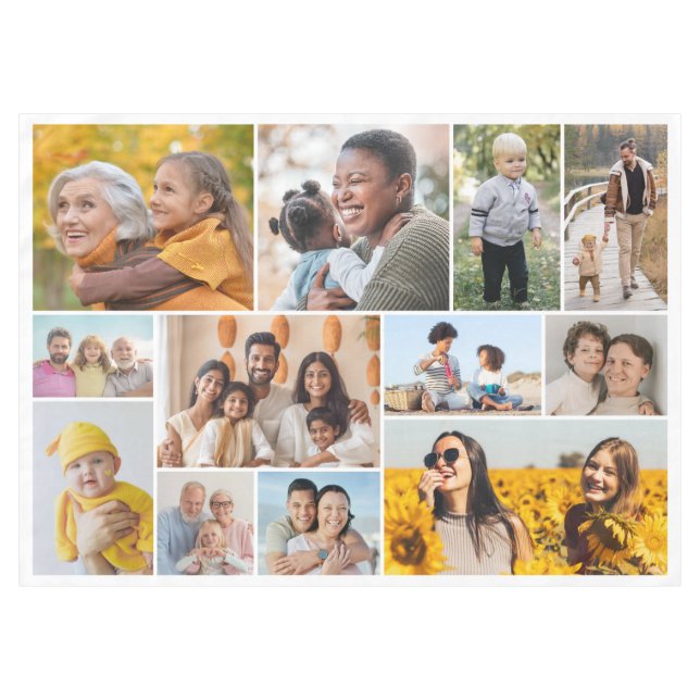 Create Your Own 12 Photo Collage Tablecloth (Front (Horizontal))