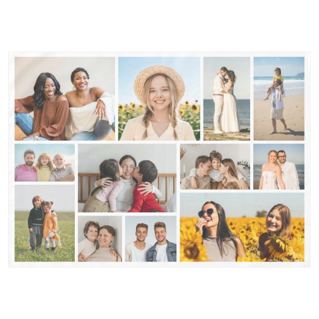 Create Your Own 12 Photo Collage Tablecloth (Front (Horizontal))