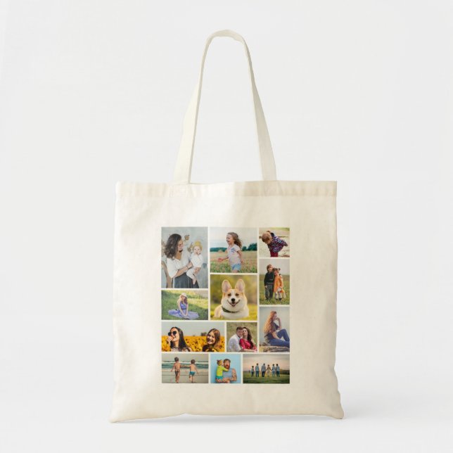 Create Your Own 12 Photo Collage Tote Bag (Front)