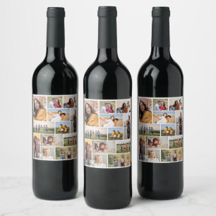 Create Your Own 12 Photo Collage Wine Label