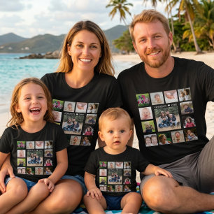 Create Your Own 13 Photo Collage Family Name Text T-Shirt