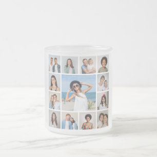 Create Your Own 13 Photo Collage Frosted Glass Coffee Mug