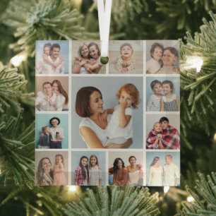 Create Your Own 13 Photo Collage Glass Tree Decoration