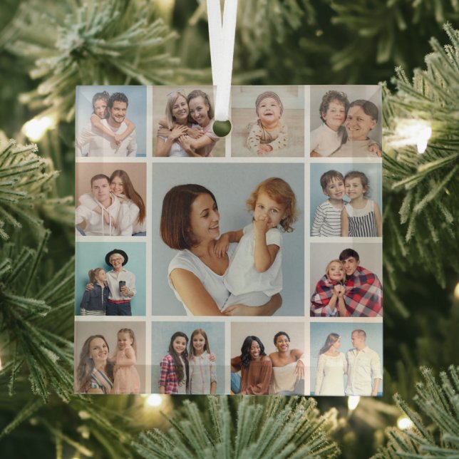 Create Your Own 13 Photo Collage Glass Tree Decoration (Insitu)