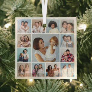 Create Your Own 13 Photo Collage Glass Tree Decoration