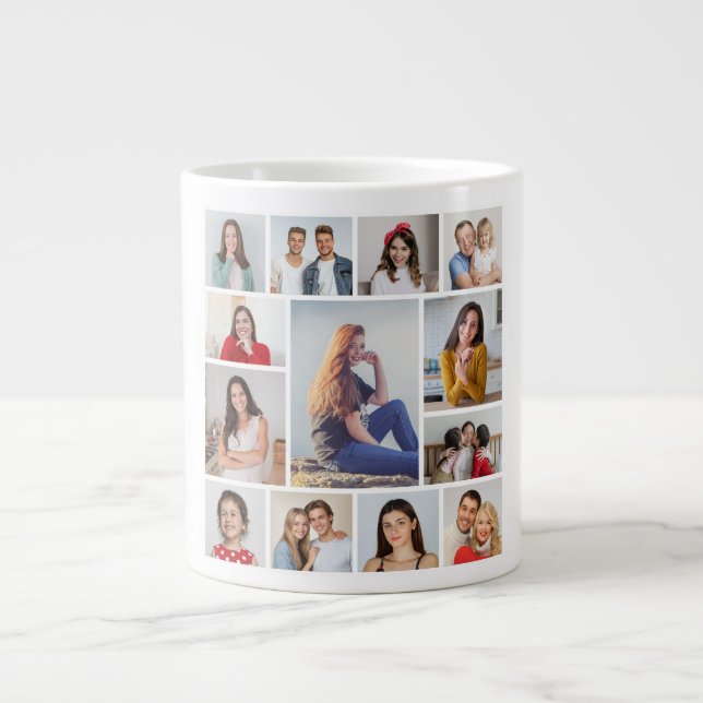 Create Your Own 13 Photo Collage Large Coffee Mug (Front)