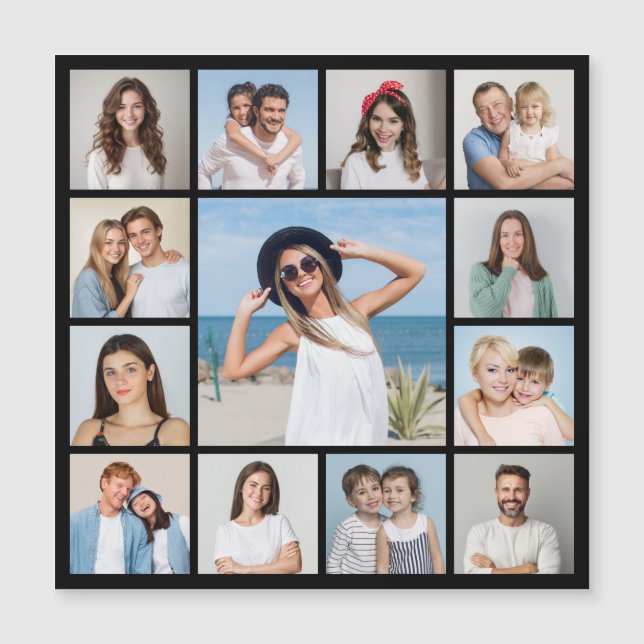 Create Your Own 13 Photo Collage Magnetic Card (Front)