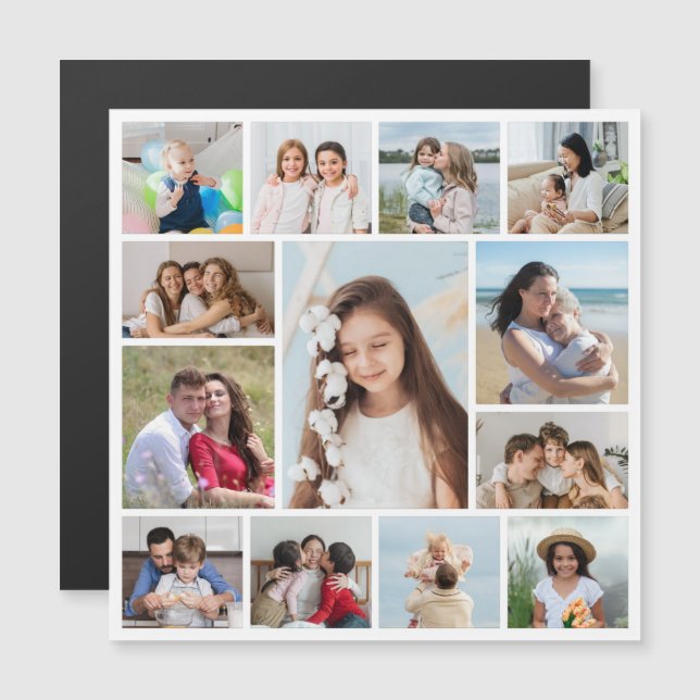Create Your Own 13 Photo Collage Magnetic Card (Front/Back)