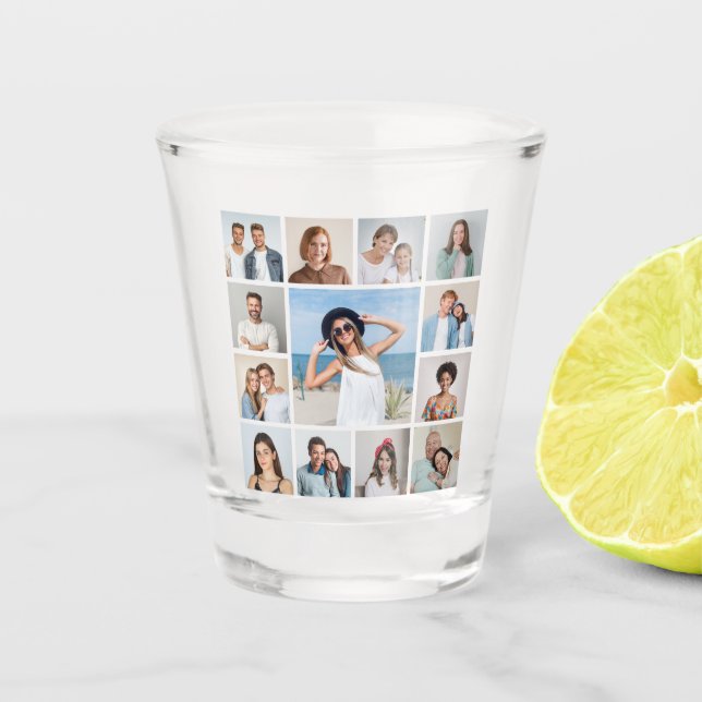 Create Your Own 13 Photo Collage Shot Glass (Front)