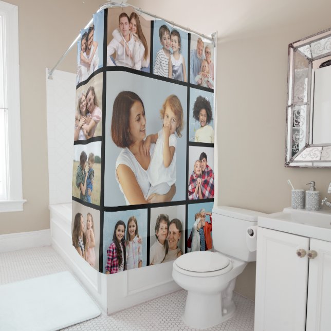 Create Your Own 13 Photo Collage Shower Curtain (In Situ)