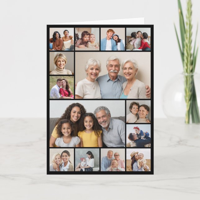 Create Your Own 14 Photo Collage Greeting Card (Front)