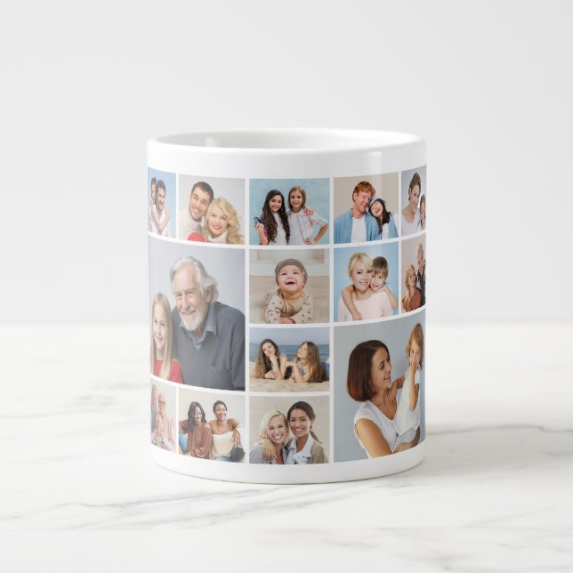 Create Your Own 14 Photo Collage Large Coffee Mug (Front)