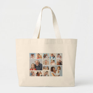 Create Your Own 14 Photo Collage Large Tote Bag