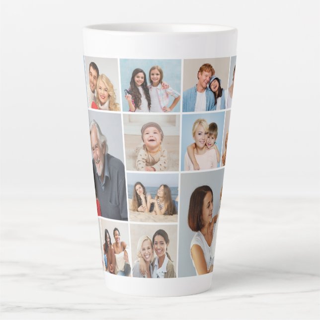 Create Your Own 14 Photo Collage Latte Mug (Front)