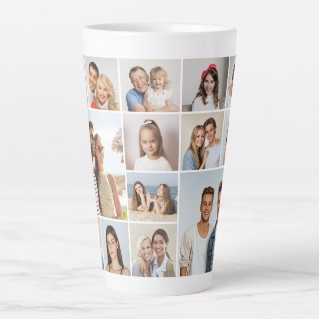 Create Your Own 14 Photo Collage Latte Mug (Front)
