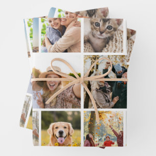 Create Your Own 14 Photo Collage Wrapping Paper Sheet