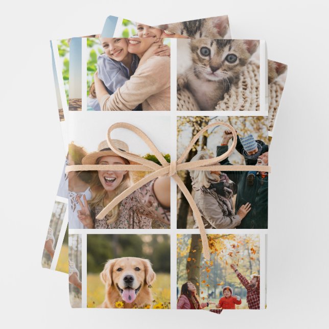 Create Your Own 14 Photo Collage Wrapping Paper Sheet (In situ)