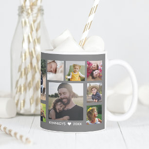 Create Your Own 15 Family Photo Collage Gray Coffee Mug