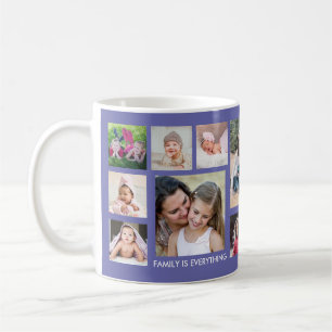 Create Your Own 15 Family Photo Collage Periwinkle Coffee Mug