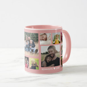 Create Your Own 15 Family Photo Collage Pink Mug