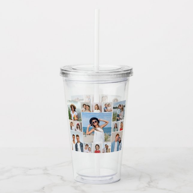 Create Your Own 15 Photo Collage  Acrylic Tumbler (Front)