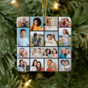 Create Your Own 15 Photo Collage Ceramic Ornament