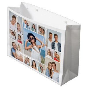 Create Your Own 15 Photo Collage Editable Colour Large Gift Bag