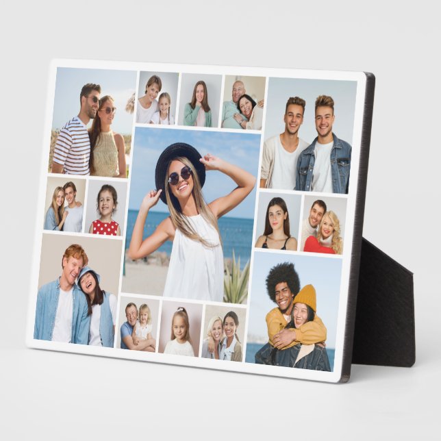 Create Your Own 15 Photo Collage Editable Colour Plaque (Side)