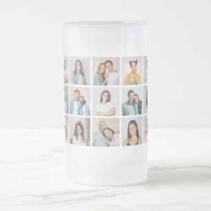 Create Your Own 15 Photo Collage Frosted Glass Beer Mug
